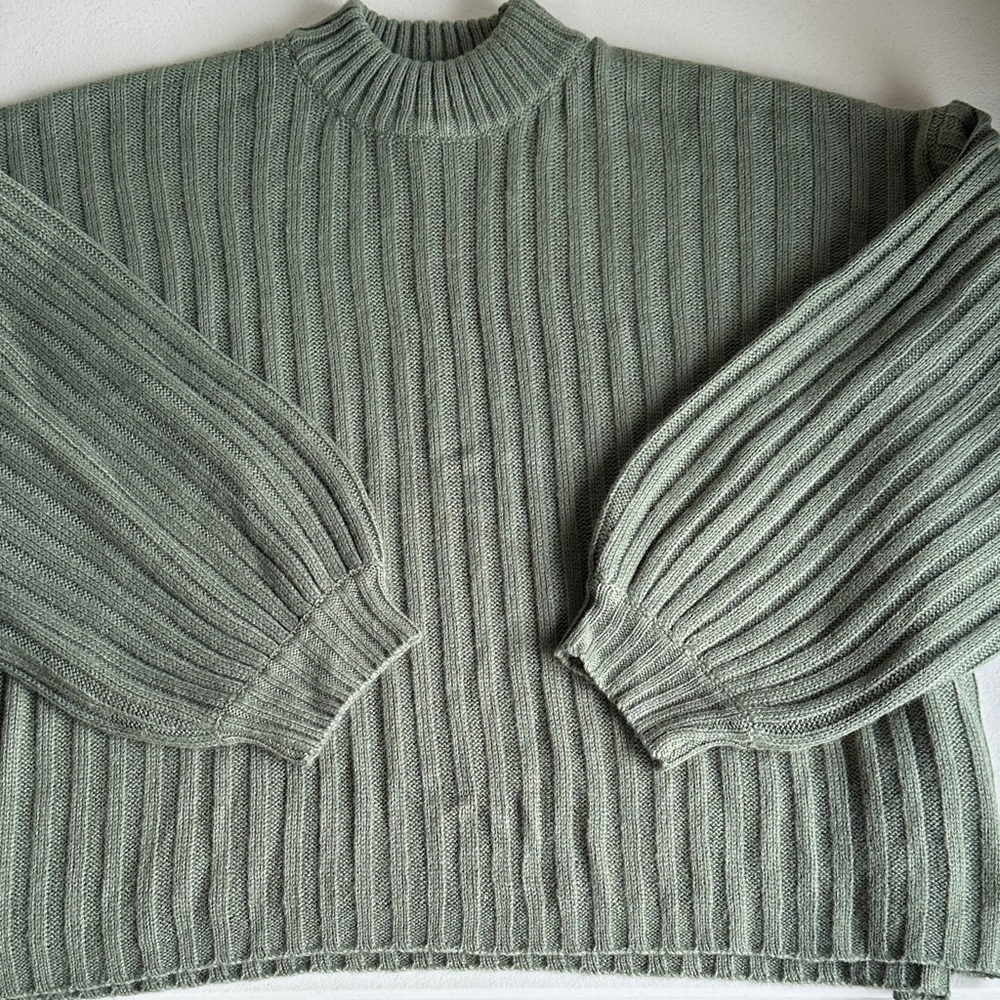 Princess Polly Ribbed Knit Sweater - Sage Green - Picture 2 of 5